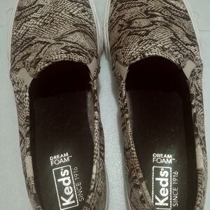 Keds Kids Slip-On Sneakers in Black and White Snake Print